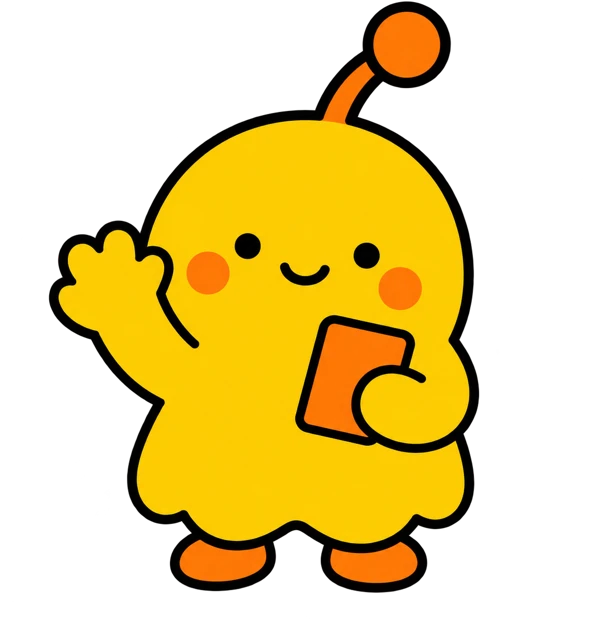 手を振るマスコット